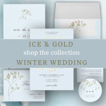 Ice Blue Modern Classic Botanical Winter Wedding