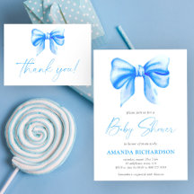 Blue bow baby shower