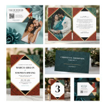 Modern Geometric Art Deco Wedding Invitation Suite