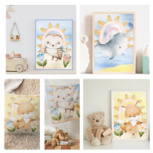 Boho Baby Animals Watercolor Collection 