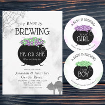 Baby Brewing Halloween Purple Green Gender Reveal