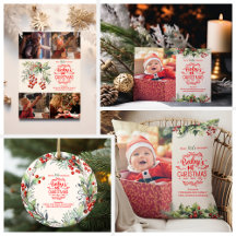 Elegant Floral Baby's First Christmas