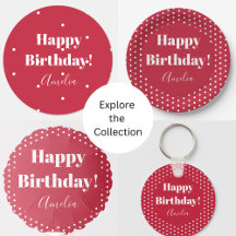 Happy Birthday Red and white polka party supplies
