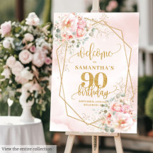 Blush Gold Floral 90th Birthday Collection 17-90