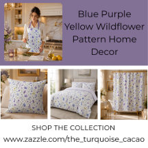 Blue Purple Yellow Wildflower Pattern Home Decor