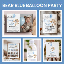 Bear Blue Balloons Birthday
