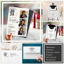 Modern Simple Graduation Party Invites & Supplies