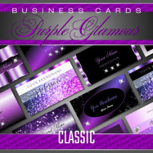 Business Cards Purple Luxe Glam Sparkling Glitter