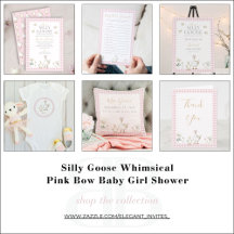Silly Goose Whimsical Pink Bow Baby Girl Shower