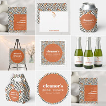 Retro Green Checkerboard Mushroom Bridal Shower