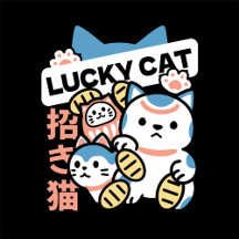 Lucky Cat Art – Maneki Neko with Gold Coin