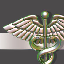 Chrome Holographic Medical Caduceus