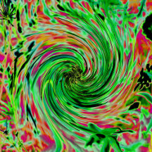 Cool Abstract Lime Green and Black Floral Swirl