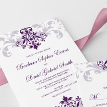 Elegant Ironworks Wedding Invitations, Purple