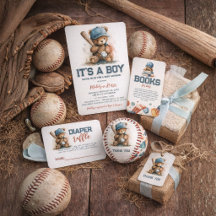 Baseball Teddy Bear Baby Shower Boy