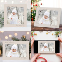 Minimal Modern Merry Christmas Taupe Photo Cards