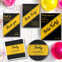 Elegant Black and Gold Modern Chic Birthday