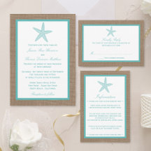 Turquoise Starfish On Burlap Beach Wedding