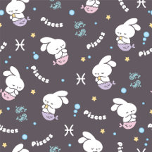Pisces Zodiac Harmony: Bunny Mermaids Pattern