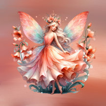 Orange Red Floral Fairy Princess Girls Decor