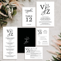 Boho Minimal Leaf Monogram Wedding Collection