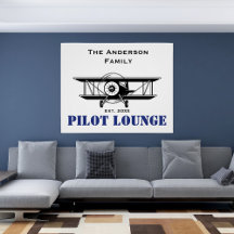Family Pilot Lounge Personalized Home Decor & Gift