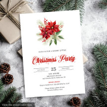 Classic Christmas Red Poinsettia Invitations #12S