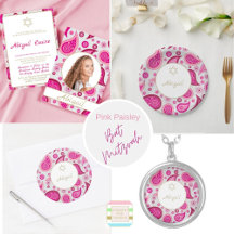 Bat Mitzvah Pink Paisley Custom Stationary Product