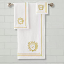Elegant Monogram Initial Gold Crest Home Decor