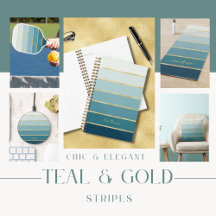 Chic and Elegant Teal Gold Stripes