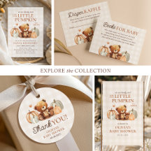 Little Pumpkin Gingham Teddy Bear Fall Baby Shower