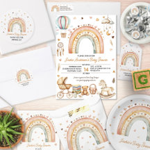 Boho Rainbow Watercolor Baby Shower 