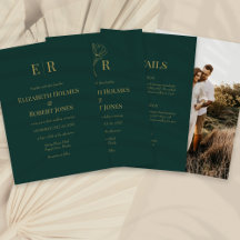 Emerald Green & Gold Monogram Wedding Collection