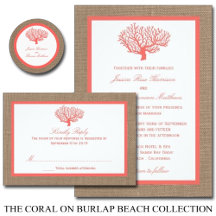 The Coral On Burlap Boho Beach Wedding Collection
