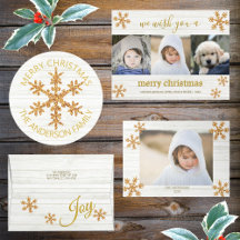 Gold Snowflake Modern Rustic Christmas Holiday