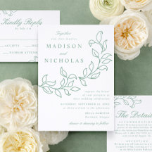 Elegant Cascading Leaves Letterpress Wedding Suite