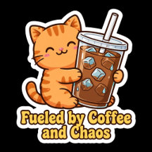 Fueled by Coffee and Chaos - Cute Orange Cat Colle