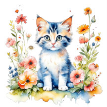 Kitten in Flowers Girl's Baby Shower