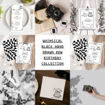 Whimsical Black Hand drawn Bow Birthday Collection