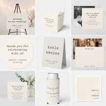 Minimalist Ivory Classic Typewriter Wedding Suite