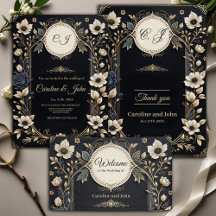 Romantic bright flowers on a deep blue background.