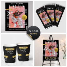 Modern Magazine Cover Black & Gold Party