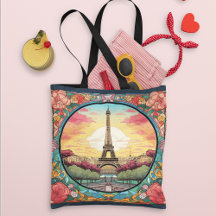 Parisian Sunset Eifel Tower Paris French Floral