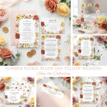 Summer Floral Blush Pink and Yellow Wedding