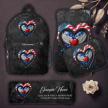 Heart in the colors of the American flag.