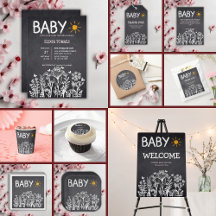 Chalkboard Baby Spring Drawing Baby Shower