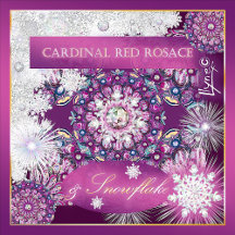 Cardinal red rosace & snowflake
