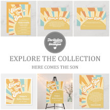 Retro Boho Here Comes The Son Baby Shower Set