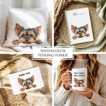 Watercolor Peeking Yorkie