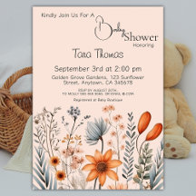 Rustic Bobo Wildflower Peach Baby Shower 